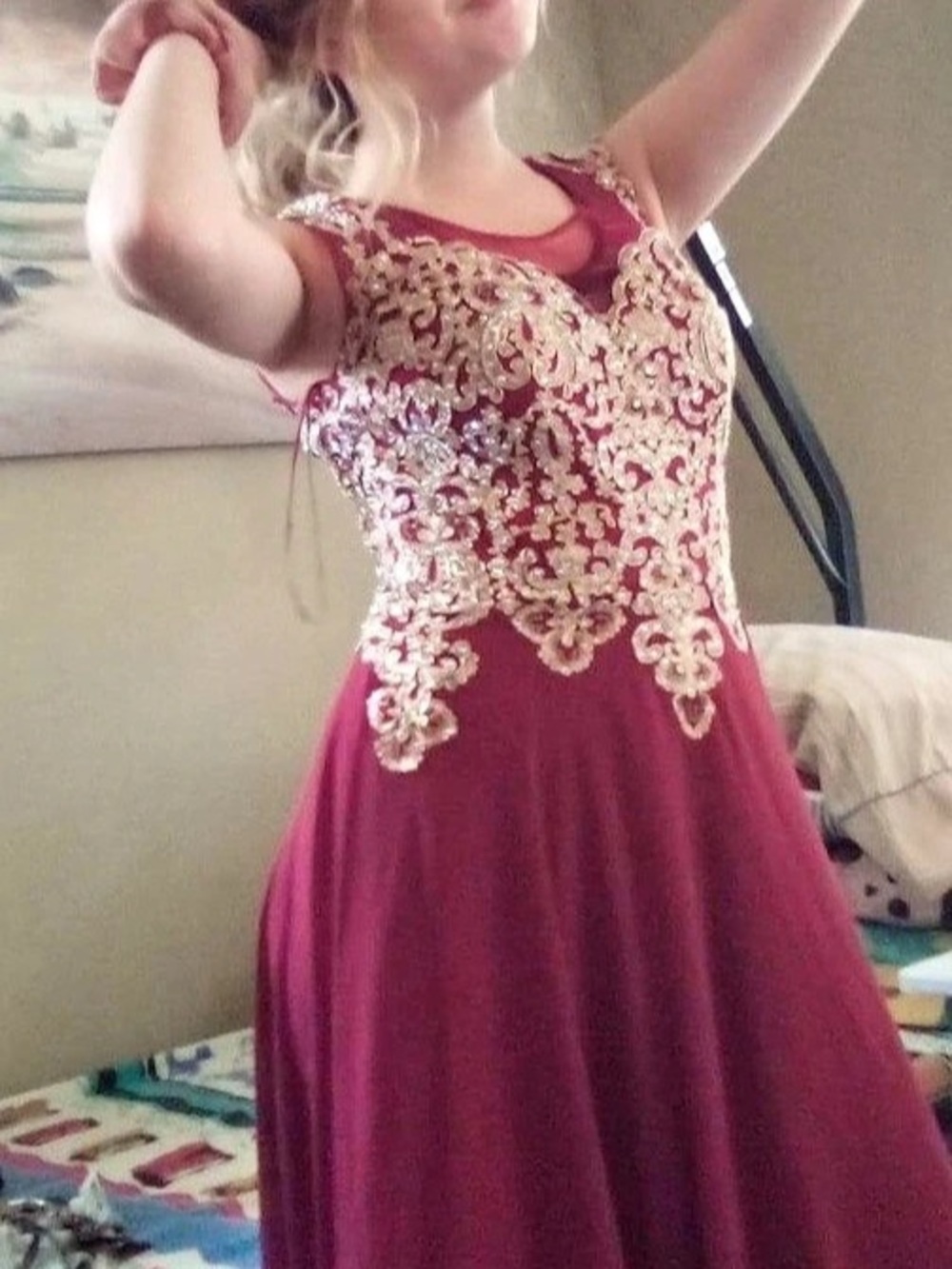 Embellished Maxi Dress in Red Like New